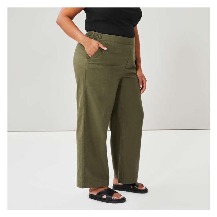 Women+ Linen Blend Wide Leg Pant